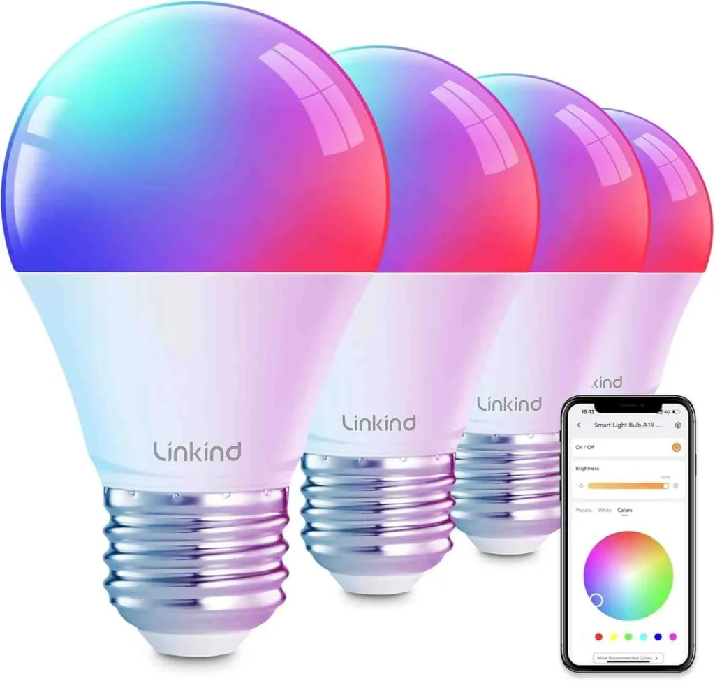 Family controlling smart TV, lights, and thermostat using smartphone, demonstrating integrated smart home entertainment.