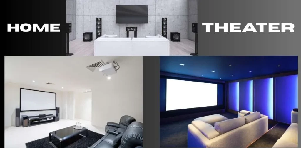 Wireless soundbar and surround speakers set up with a large TV screen for immersive home theater experience.
