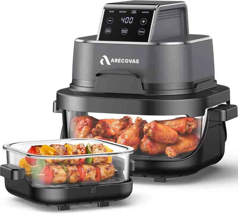  Arecovas 4-in-1 Portable Glass Air Fryer