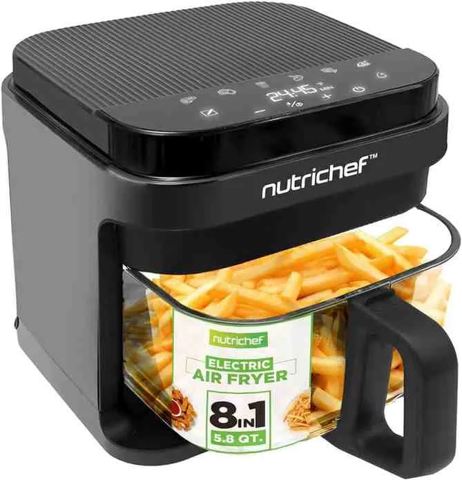 NutriChef 5.8 Quart Glass Air Fryer